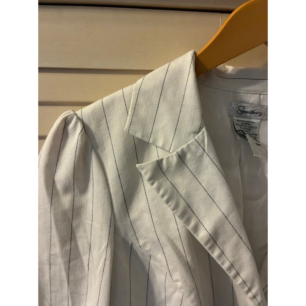 Speechless Blazer Vintage Y2K White Black Pin Stripe Black Buttons Accent Bow - Picture 6 of 9